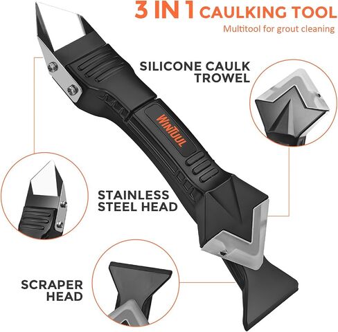 Caulking Tools-3 in 1 Caulk Tool for Removal and Application,Caulk Remover Glass Glue Angle Scraper for Bathroom,Kitchen,Floor,Window,Sink Joint (1pack) in Saudi Arabia