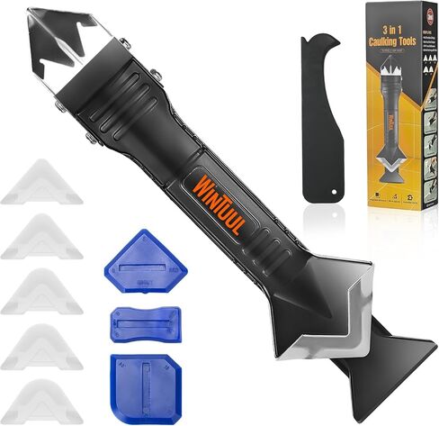 Caulking Tools-3 in 1 Caulk Tool for Removal and Application,Caulk Remover Glass Glue Angle Scraper for Bathroom,Kitchen,Floor,Window,Sink Joint (1pack) in Saudi Arabia