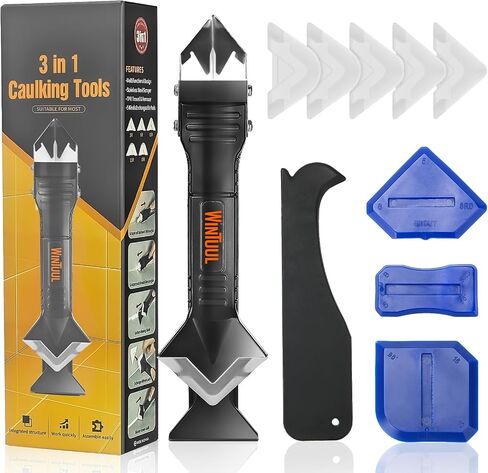 Caulking Tools-3 in 1 Caulk Tool for Removal and Application,Caulk Remover Glass Glue Angle Scraper for Bathroom,Kitchen,Floor,Window,Sink Joint (1pack) in Saudi Arabia