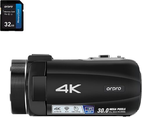 ORDRO Optical Zoom 4K Video Camera, UHD Vlogging Camera with Live Streaming,Touch Screen,Vlog Camcorder with 2 Batteries, 32G SD Card in Saudi Arabia