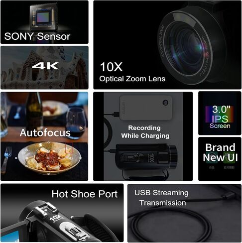 ORDRO Optical Zoom 4K Video Camera, UHD Vlogging Camera with Live Streaming,Touch Screen,Vlog Camcorder with 2 Batteries, 32G SD Card in Saudi Arabia