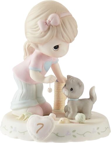 Precious Moments Growing in Grace Age 7 | Blonde Girl Bisque Porcelain Figurine | Birthday Gift | Birthday Collection | Room Decor & Gifts | Hand-Painted in Saudi Arabia