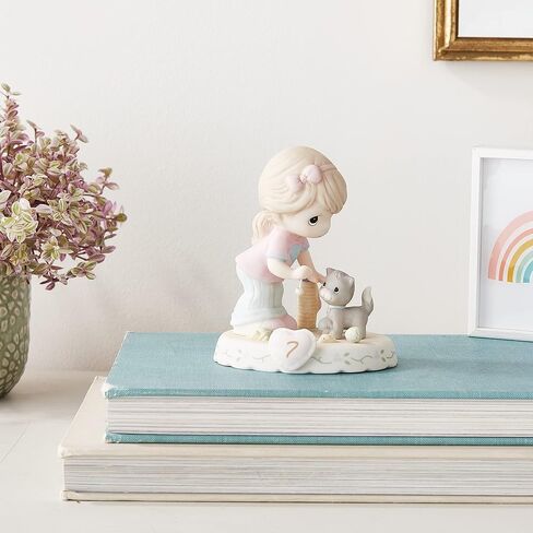 Precious Moments Growing in Grace Age 7 | Blonde Girl Bisque Porcelain Figurine | Birthday Gift | Birthday Collection | Room Decor & Gifts | Hand-Painted in Saudi Arabia