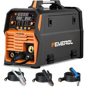 250A MIG Welder,6 in 1 Gas MIG/Gasless Flux Core/Stick/Lift TIG/Spot Welding/Spool Gun Compatible Aluminum Welding Machine Large LED Display 110V/220V Multi Process Welder