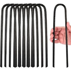 أوتاد ترامبولين، 8 قطع 12 بوصة مرساة ترامبولين على شكل حرف U عالية التحمل للرياح، مصنوعة من الفولاذ المجلفن بأطراف حادة ترامبولين مرساة للأسفل، مرساة أرضية لخيمة التخييم، أسود in Kuwait