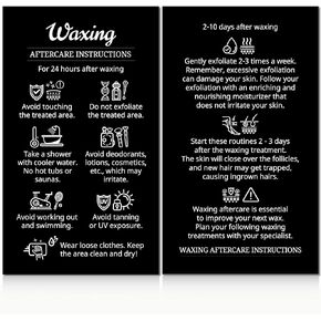 100 Pack - 2 x 3.5" Premium Waxing Aftercare Instructions Cards PMU Care Supplies for Professional Esthetician - WA02A100_N