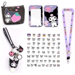 Cinnamoroll ID Badge Holder with Lanyard Cinnamoroll Keychain Cinnamoroll Wallet Cinnamoroll Stickers Cute Cinnamoroll Gift Set Cinnamoroll Accessories Set for Girls