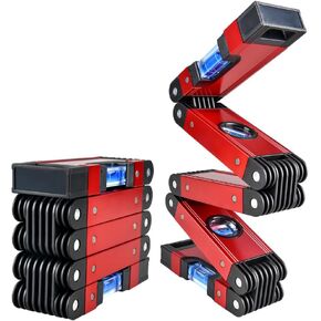 Level, Foldable Multi-Function Precise Measuring Aluminum Alloy Level Tool with Multi-Angle Folding, 4 Level Bubbles, Ideal Woodworking Tool for Carpenter, 28 Inch (EWK-RLALR)