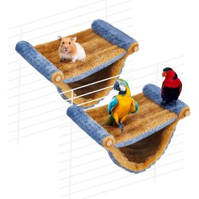2 Pcs Winter Warm Rat Hammock Double Layer Pet Ferret Hammock Hanging Soft Plush Guinea Pig Bunk Bed for Cage Sleep Chinchilla Squirrel Hamster Mice Birds Small Animals Hideaway Hideout