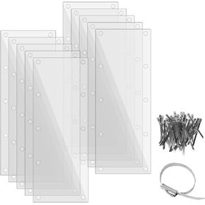 10 Pcs Pet Cage Liner 13.8"x5", Cage Urine Guard Side Lining Clear Sheet with 100 Pcs Stainless Steel Zip Ties, Anti-Urine Side Lining Sheet for Rabbit Guinea Pig Hamster Ferret Chinchilla