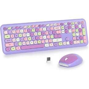 Green Colorful Wireless Keyboard and Mouse Combo Set, 2.4GHz Retro Typewriter Keyboard, Full Size Cute Keyboard with Number Pad, Home and Office Silent Keyboards (Green)