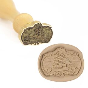 Wax Seal Stamp Steamship Wax Seal Laser Engraving Wax Seal Stamps 3D Relievo Wax Seal Removable Wooden Handle Wax Stamp Retro Wax Seal Stamps Beautiful Wax Stamp Seal