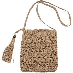 Women Straw Crossbody Purse Straw Clutch Bag Summer Beach Shoulder Handbag Woven Handmade Purse