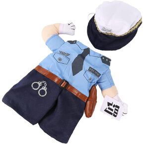 Abaodam Pet cat Funny Costume Dog Costume Clothes Halloween Small Dog Suit Overall Pet Clothes Puppy Cap Halloween Costumes Police Costume for pet Medium Dog Police Outfit Man Fabric