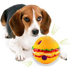 (2-pack)4"hamburger pet ball,Wobble Giggle hamburger Dog Ball,Strange dog toy ball,Pet Ball,Training Playing Ball,Interactive Toy for small medium and large dog,The best fun giggle sound dog toy, TV