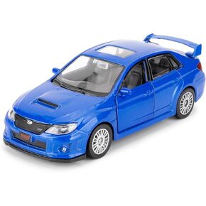 نموذج سيارة مصنوع من خليط معدني مصبوب مع وظيفة التراجع، لعبة سيارة سوبارو WRX STI2010 بمقياس 1/36، ألعاب نموذجية للتجميع والتزيين، هدية سيارة للأولاد والبنات (أزرق)