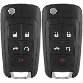 SCITOO 2pcs 5 Buttons Flip Key Fob Shell Replacement Remote Key Fob CASE 2010-2017 for Chevrolet Camaro for Buick Regal for GMC Terrain FCC OHT01060512