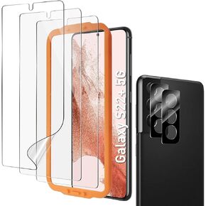 AACL Galaxy S22 Plus Screen Protector with Camera Lens Protector for Samsung Galaxy S22 Plus 5G,6.5Inch hybrid flim[7H][Fingerprint Unlock][Anti-Scratch][3 Pack + 2 Pack]