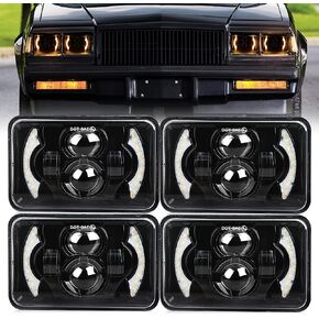 CO LIGHT 4x6 LED Headlights with White DRL Halo & Amber Turn Signal Light,Square Replacement H4651 H4652 H4656 H4666 H6545 Compatible with KW-T800/T400/T600 PT 357/378/379 etc