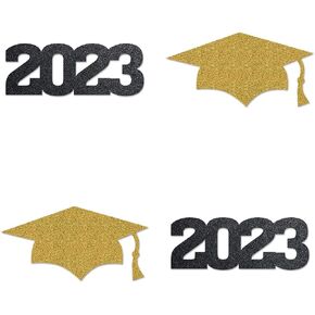 Gold Black Graduation 2023 Cut-outs, 12-Pack Table Topper Double-sided Party Decorations