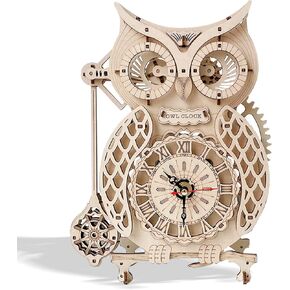 3D Wooden Puzzle Owl Clock Kit Model Kits to Build for Adults Funny Bird Puzzles Animal Shaped Craft Toy