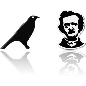 Edgar A Poe Raven Earring Black Crow الأقراط البقرة عاشق المجوهرات الهدايا الأدبية لمحبي الكتب