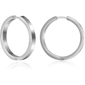 TGNEL Polished Pure Titanium Hoop Earrings for Women Men | Big Simple Plain Titanium Earring Hoops Hypoallergenic for Sensitive Ears