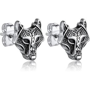 Bandmax Viking Earrings for Women Men Stainless Steel Stud Earrings Viking Celtic knot/Celtic Cross/Raven Skull Earrings Protection Amulet Jewelry