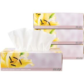 Plasticpro Facial Tissues 130 Per Box Size 7" X 6.9" 2 Ply, Great for Bathroom, Office, Store, School,Home, Kitchen, Or in Your Car & in Every Room (6 Facial Tissue boxes)