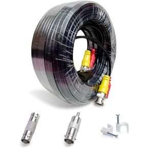50ft All-in-One BNC Video Power Cables,BNC Extension Surveillance Camera Wire for CCTV Camera DVR Security System（Black）