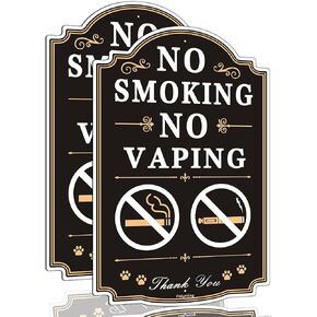No Smoking No Vaping Signs 12 x 8 Inches No Smoking Signs for Business Rust-Free Aluminum No Vaping Signs, Sturdy, Weatherproof, Easy to Install, 2 Pack