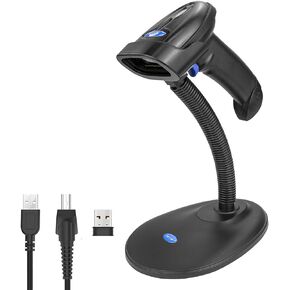 NETUM Bluetooth Wireless 2D Barcode Scanner Automatic, Hands Free Barcode Reader with Charging Cradle and Built-in Memory, Fast and Precise scanning, Transfers Up to 50 Meters - DS7500