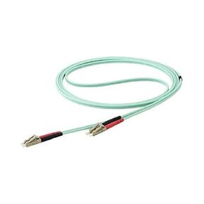 StarTech.com 3m (10ft) LC إلى LC (UPC) كابل ألياف بصرية متعدد الأوضاع OM4 مع علامات تبويب دفع وسحب، 50/125 ميكرومتر، شبكات 100 جيجا، غير حساس للانحناء، فقدان إدخال منخفض، سلك تصحيح الألياف LSZH (450FBLCLC3PP)