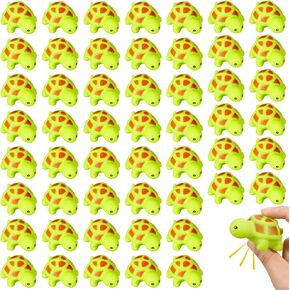 50 Pcs Mini Rubber Turtle Baby Bath Toy Screaming Sound Rubber Turtle in Bulk Turtle Bathtub Toys Squeaky Turtle Preschool Bath Toys for Bath Shower Birthday Party Decor (Multi Color)