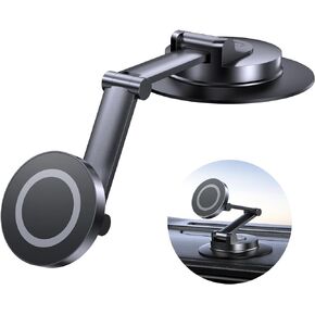 Fits MagSafe Car Mount for Universal Dashboard, Magnetic Phone Holder for Car, 360° Rotatable Zinc Alloy Arm, Super Stable Car Mount for iPhone & All Phones - Horizontal & Vertical Viewing