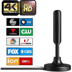TV Antenna, 2023 Newest HDTV Indoor Digital TV Antenna 300 Miles Range with Amplifier Signal Booster 4K HD Free Local Channels Support All Television - 10ft High Performance Coax Cable
