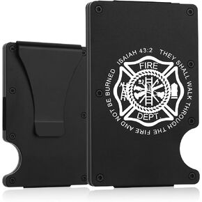 Firefighter Gifts,Firefighter Prayer Minimalist Personalized Engraved Metal Wallet,Slim Wallet for Men,Birthday Gifts Graduation Gifts Christmas Gift (Firefighter wallet)