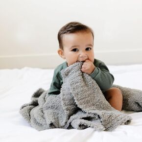 SARANONI Bamboni Luxury Baby Blanket | Plush Blanket for Infant Boys & Girls | Receiving Blanket 30" x 40" | Gray