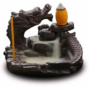 OTOFY Mythical Dragon Backflow Incense Holder Figurine Incense Burner Holder Gothic Home Decor (Chinese Dragon)
