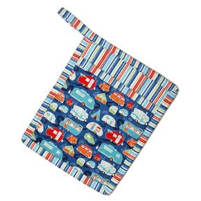 1 Pocket Pot Holder With Hanging Loop - Blue Travel Trailers & Vintage Campers - RV Camping Decor - Handmade by Green Acorn Kitchen