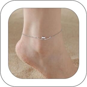 Cute Walking Cat Anklets for Women Accessories Foot Stainless Steel Anklets Animal Ankle Bracelets Fashion Beach Jewelry for Girls Cat Lovers