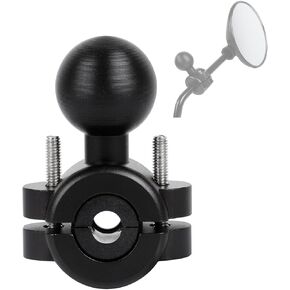 Aluminum Alloy Small Rail Mount Base with 1'' Ball for Motorcycle Scooter Round Rearview Mirror Compatible with RAM mounts B Size Double Socket Arm and Bike Motorcycle Phone Holder Mount