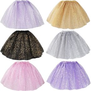 kilofly 6pc Girls Glitter Ballet Tutu Birthday Princess Party Favor Tulle Skirts