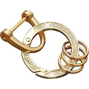 Crystal Car Keychains for Women Girl Sparkly Rhinestones Key chain Circle Decorative Key Ring Key Hook System Universal Car Bling Accessories Key Fob with 3 Group Rings