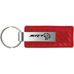 Dodge Au-Tomotive Gold SRT Hell Cat Red Carbon Fiber Leather Key Chain