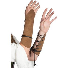 Viking Arm Guards Gauntlet Wristband Wrist Armor Bracers Medieval Vambrace Archery Bracers Medieval Armor Bracers Armband Wrist Guards Cosplay for Men Women Brown