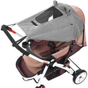 ITODA Baby Stroller Sun Shades with Viewing Window, Universal Breathable Travel Walking Outdoor See Through Beach Parasol Windproof Protective Cover for Seats, Bassinets and Carriers