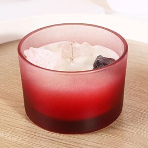 Healing Crystal Scented Candle Glass Jar,250G Soy Wax Essential Oil Long Burn Chakra Aroma Candle for Wedding Anniversaries Birthday Holiday,Prefect Gift for Meditation Relief Mood (Amber)