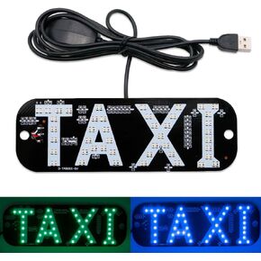 علامة Juren Taxi، شعار إضاءة LED بلونين، على نافذة السيارة مع عاكس شاحن سيارة DC 6V لعلامة إضاءة سيارة أجرة سائق Rideshare (أخضر وأزرق)