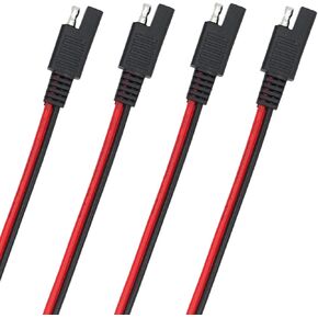 كابل تمديد موصل SAE 14 AWG 1 قدم، SAE موصل سريع قطع التوصيل SAE كابل تمديد طاقة السيارات سلك كابل اللوحة الشمسية (4 قطع)